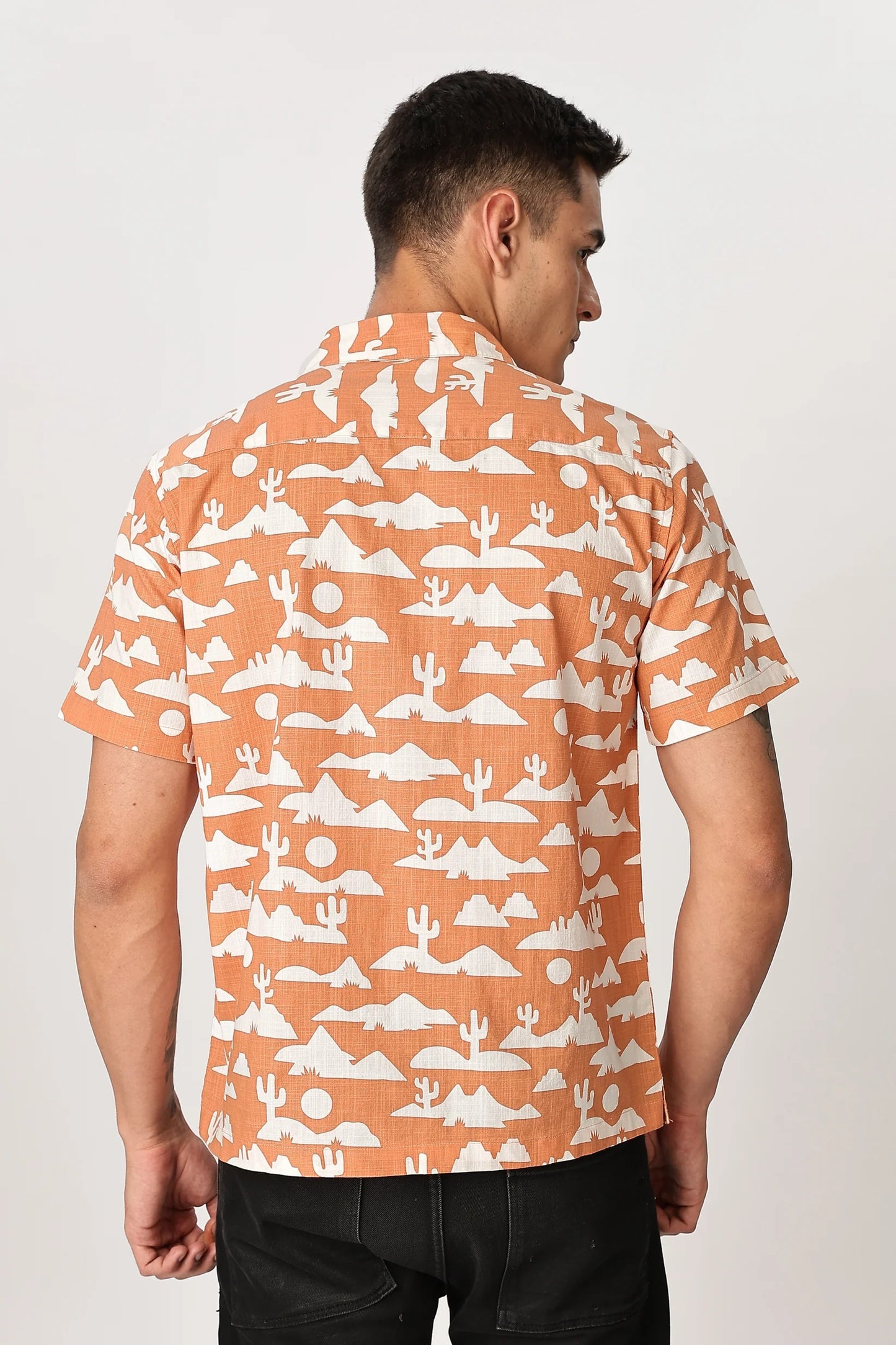 Xcloth Men's Desert Landscape Print Casual Resort Shirt – Premium Half Sleeve Summer Beach Shirt