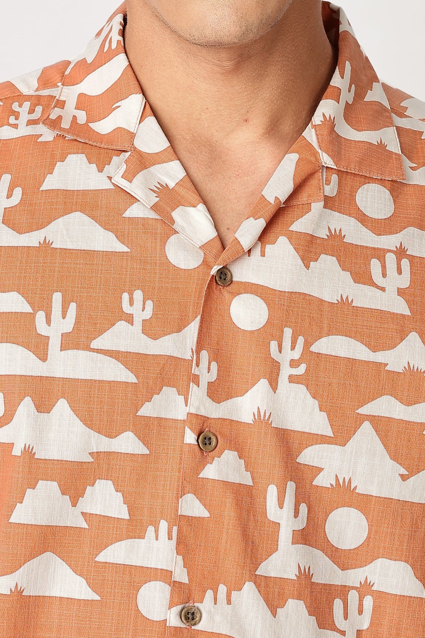 Xcloth Men's Desert Landscape Print Casual Resort Shirt – Premium Half Sleeve Summer Beach Shirt